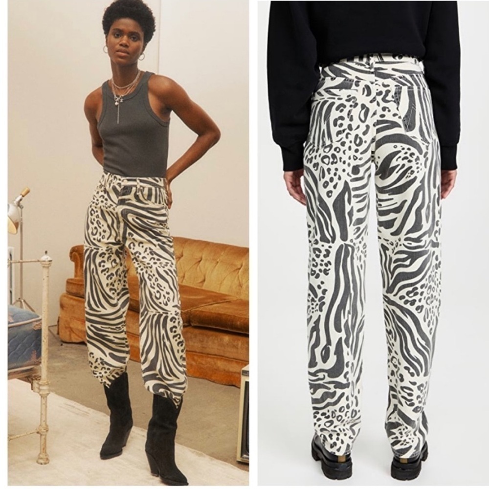 New High Waisted Curbside Heel in Animal Tracks MOTHER Size 25 Animal Tracks 🦓 - Picture 5 of 16
